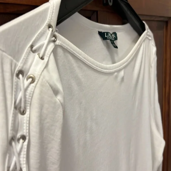 Ralph Lauren white lace up detail top - Picture 3 of 12